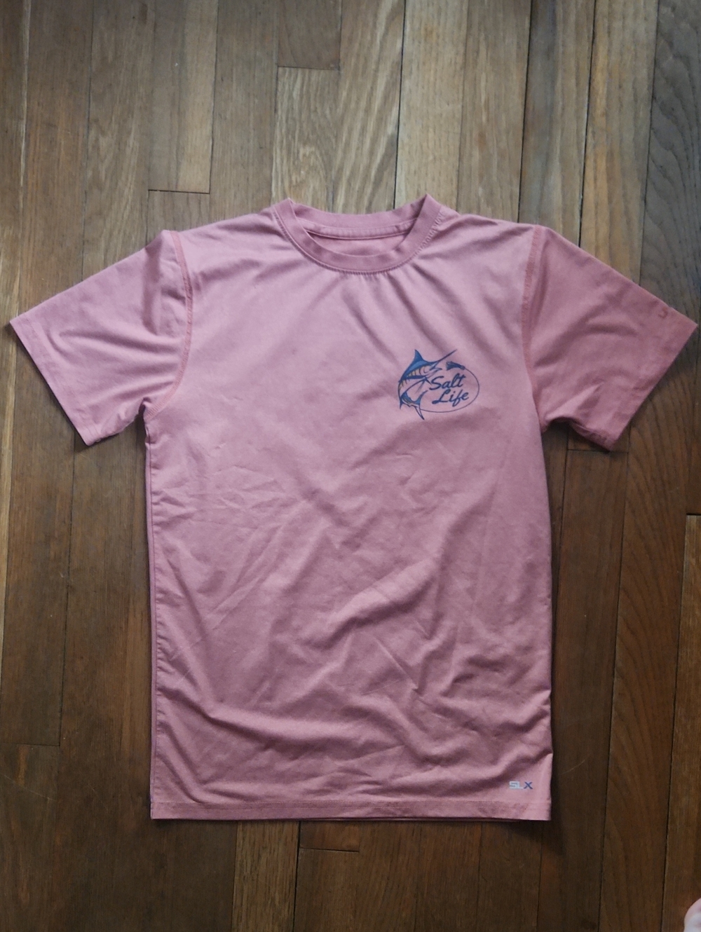 Salt Life Short Sleeve Crewneck Tee in Pink with Blue Logo